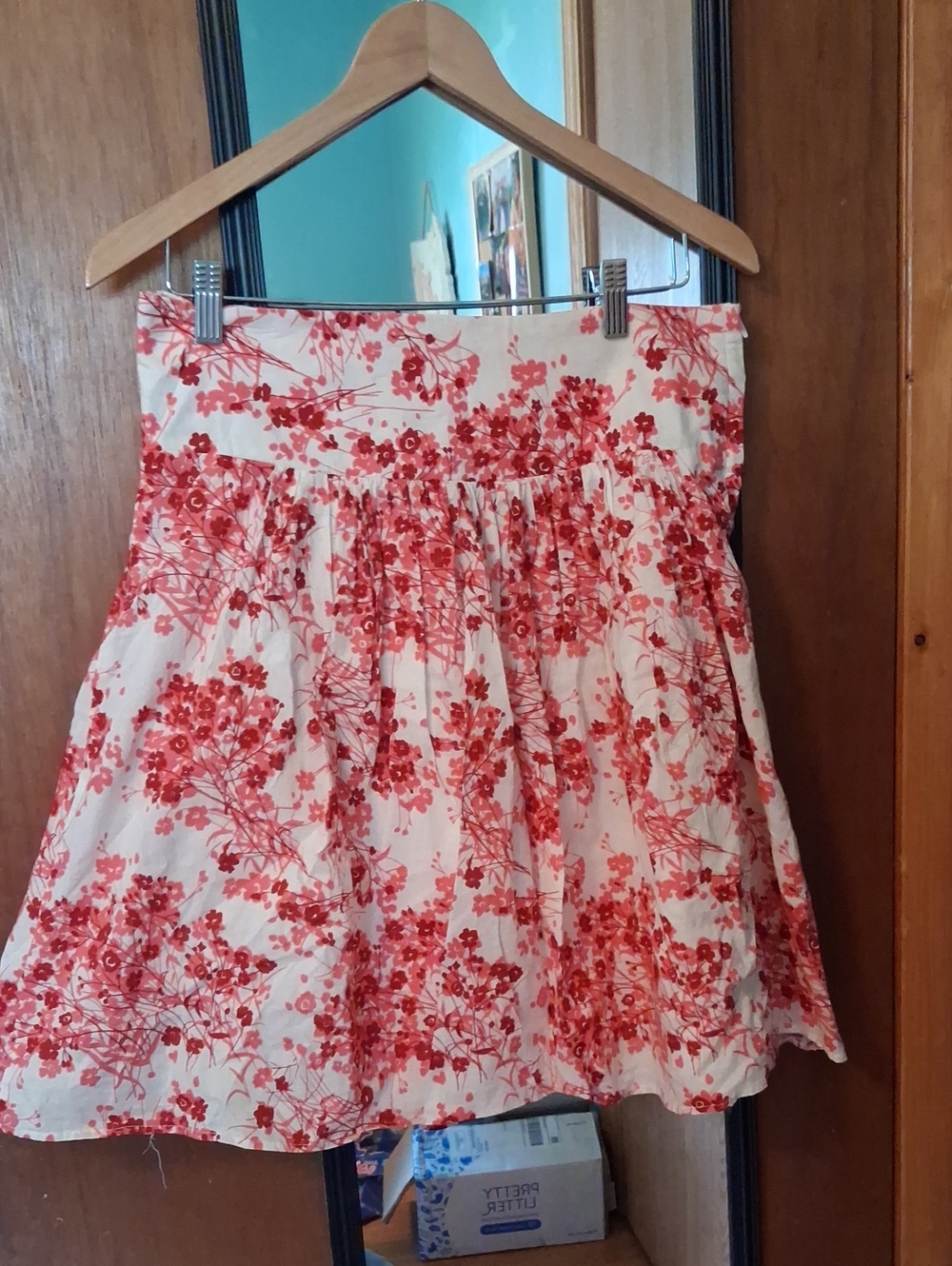 Theme Red and White Floral Circle Skirt